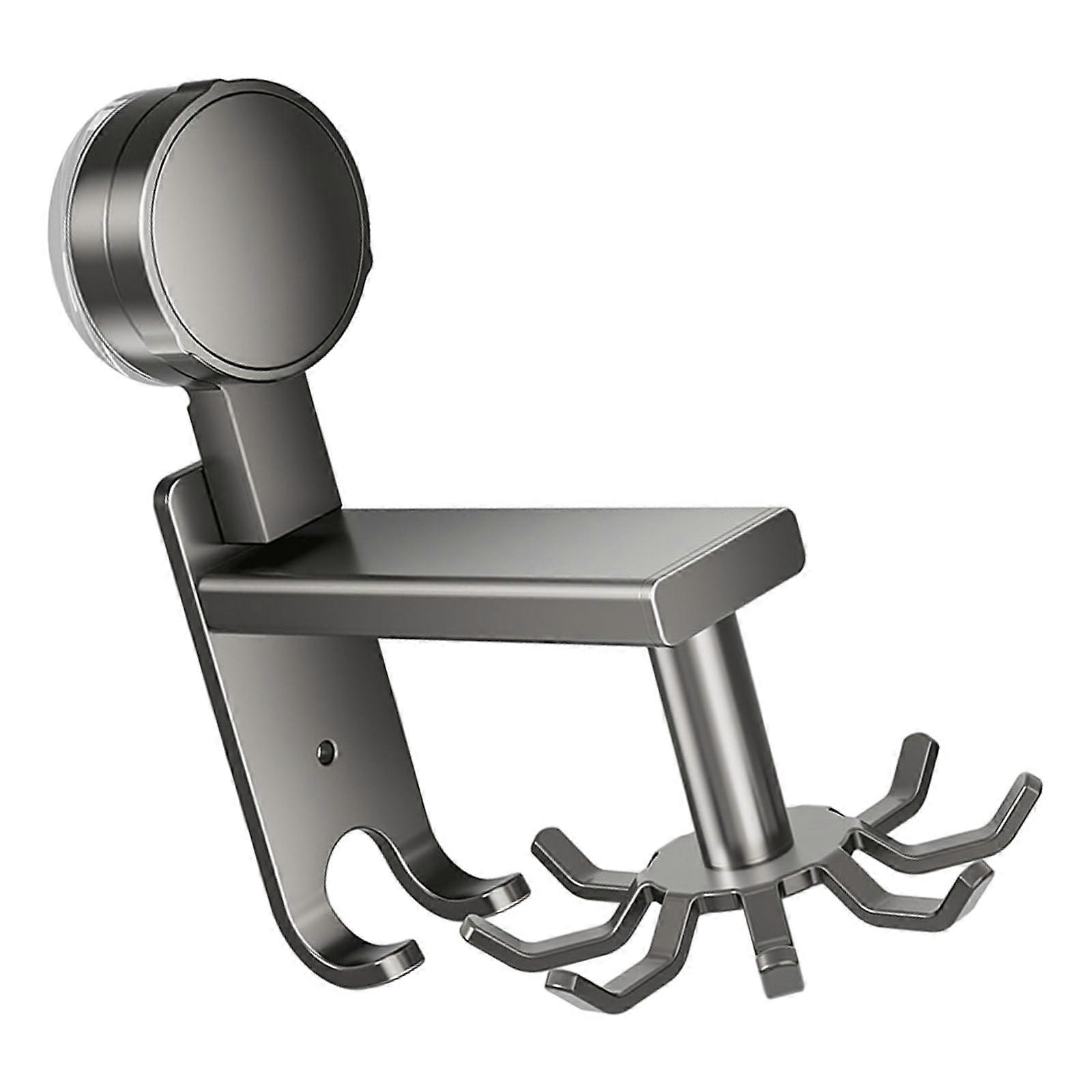 Kitchen Utensil Rack with 360 Rotating Wall Mounted Hooks, Adhesive Storage for Kitchen and Bathroom