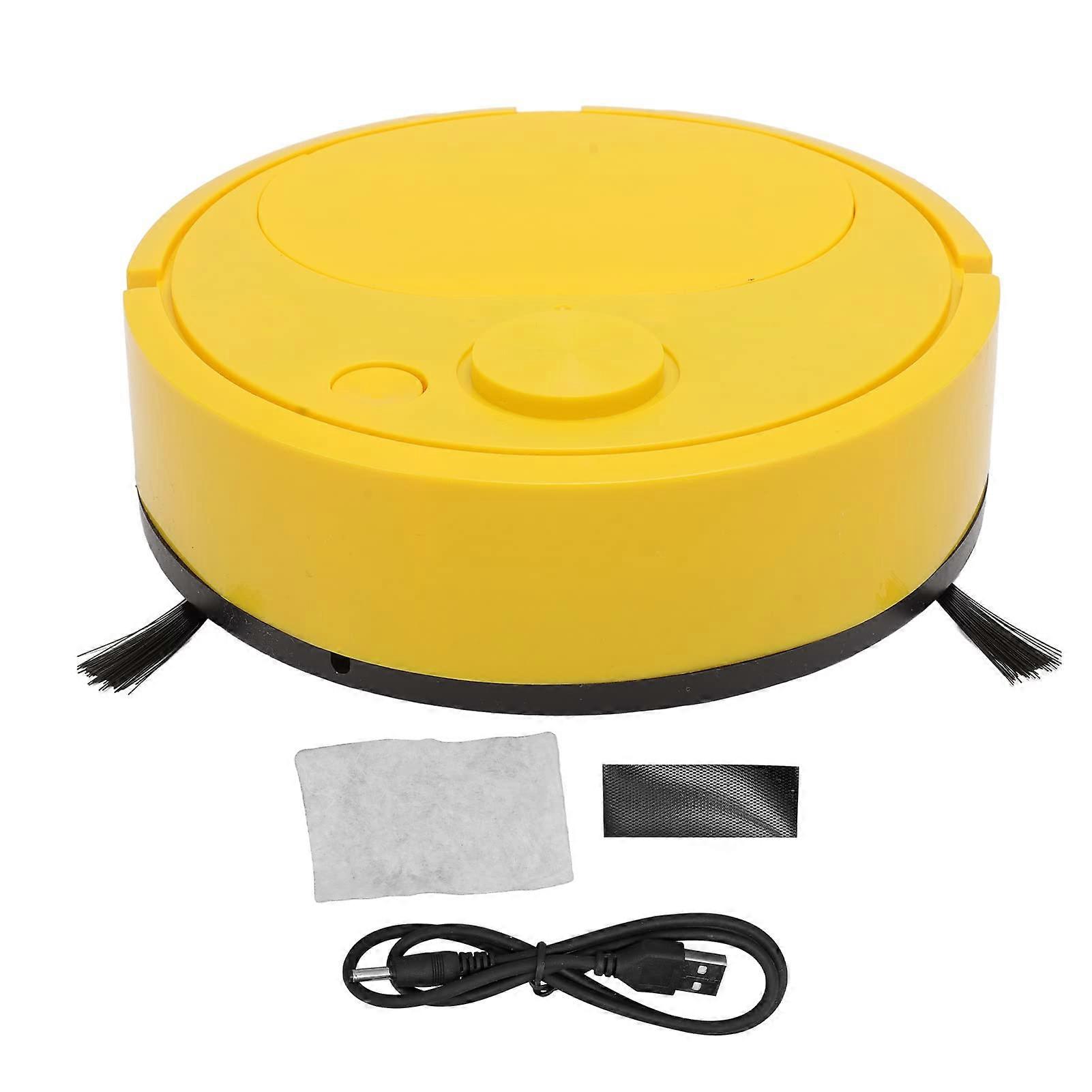 Robot Vacuum Cleaner with Mopping Function, USB Rechargeable Smart Sweeping Robot for Hardwood, Tile, Carpet and Pet Hair (Yellow)