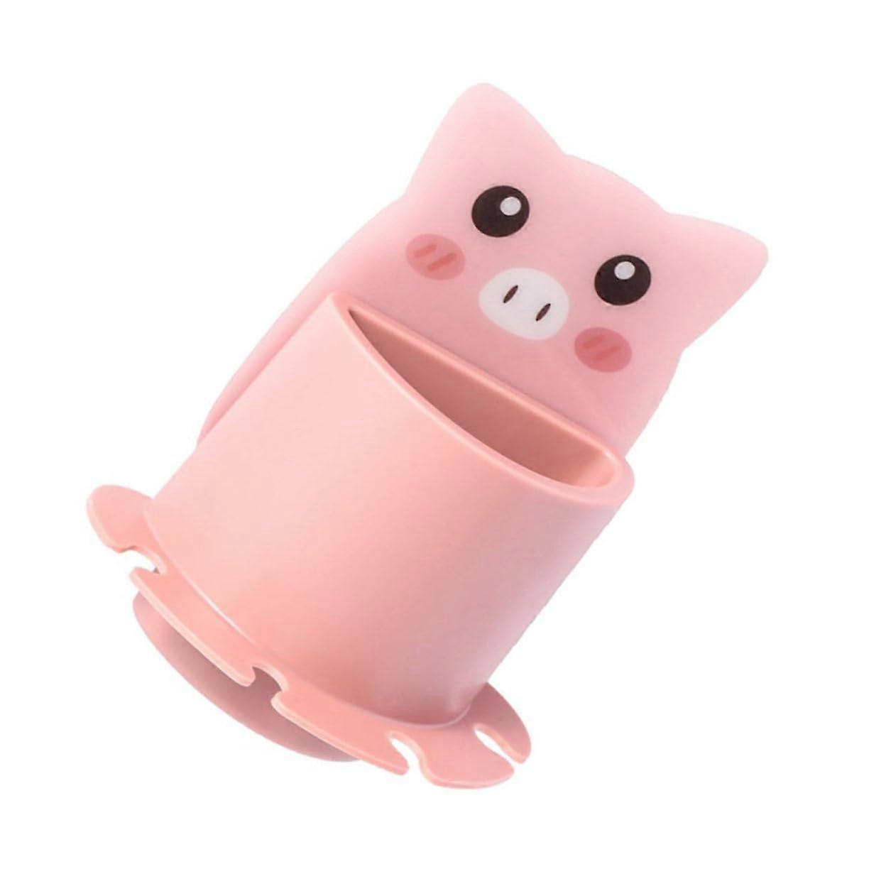 Bathroom Wall Mounted Organizer and Toothbrush Holder with Suction Cup, Compact Storage Shelf