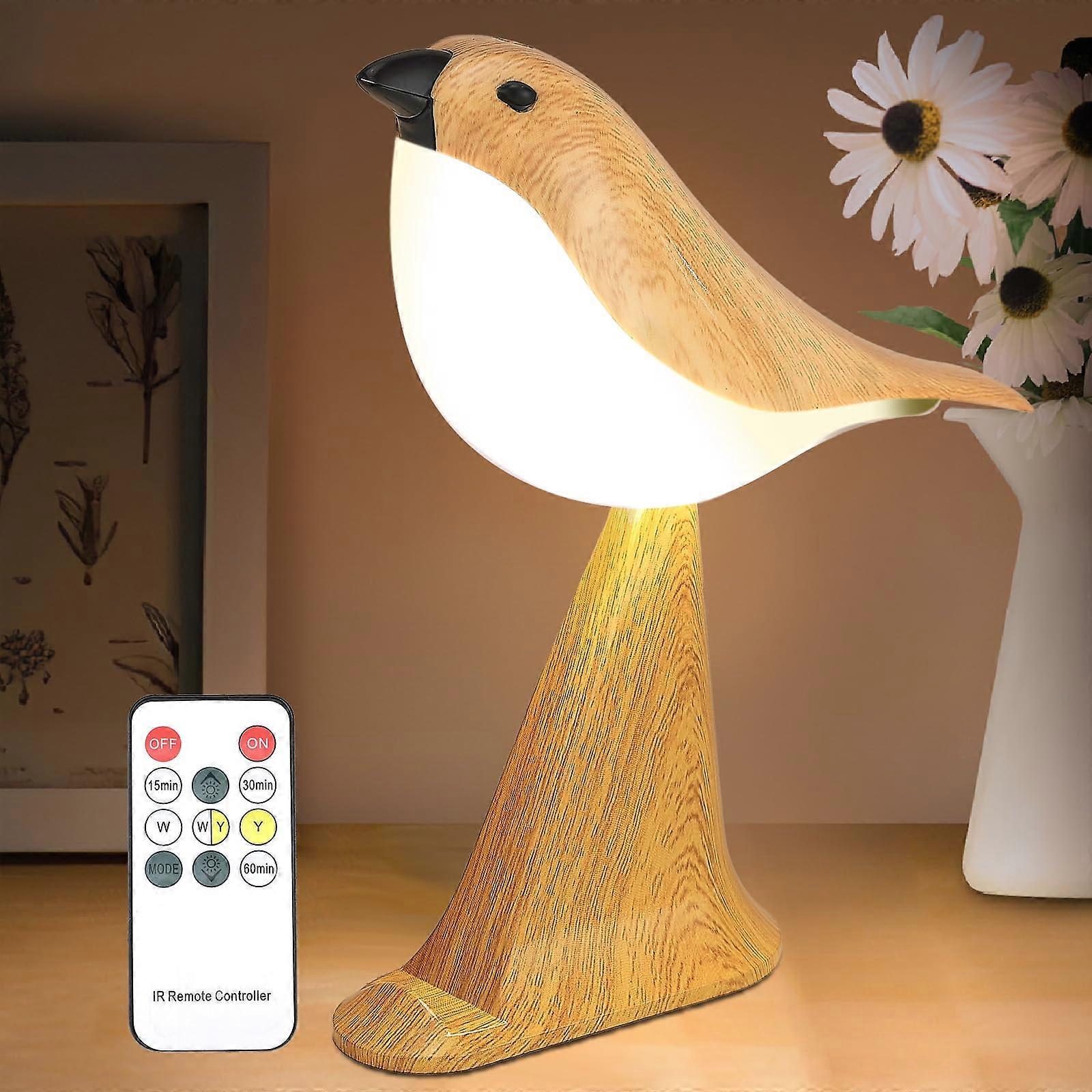 Bird Night Light LED Bedside Lamp with Touch and Remote, USB Rechargeable Dimmable Bird Shape