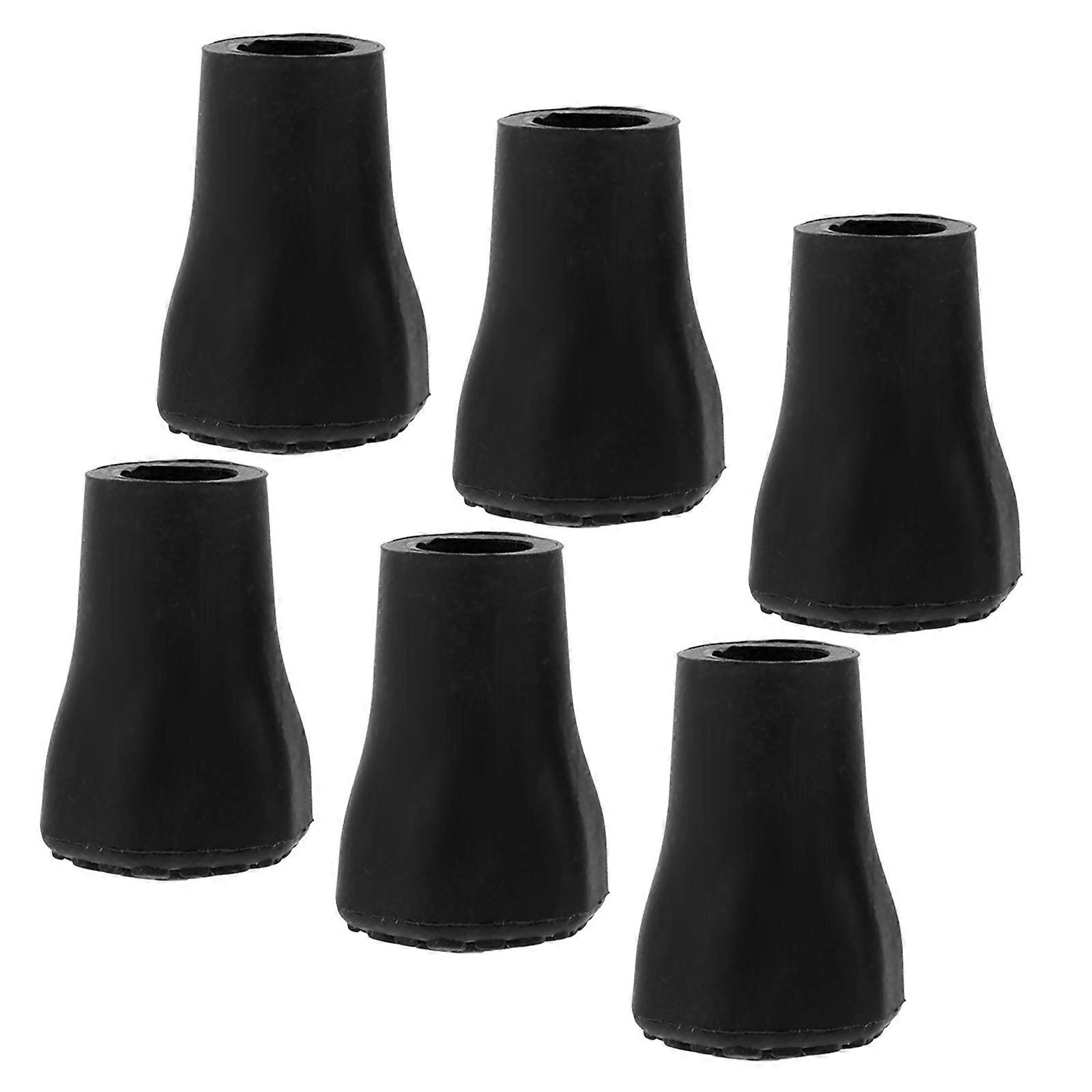 Walking Pole Tips Replacement Plastic Crutch Tips Black 6Pcs Set