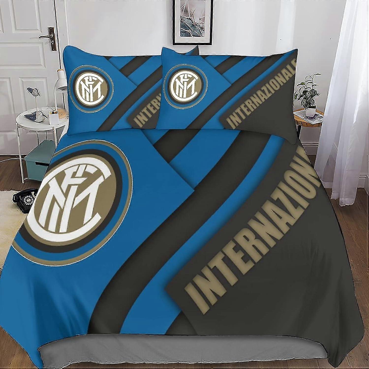 HOUKIG 3D Inter Milan Effect Children And Adults Printed Comforter Set with Pillowcases Comforter Bedding Set (3d Super Club)