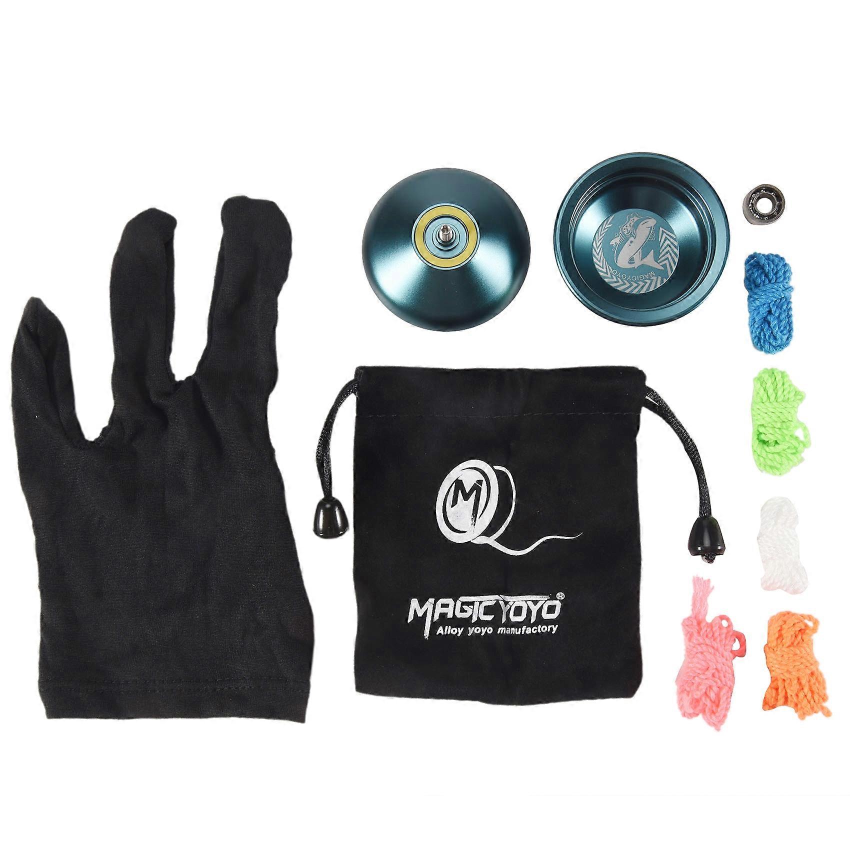 MAGICYOYO N12 Shark Honor Yoyo Unresponsive Professional Yoyo Aluminum Alloy Long Time Spinning Yoyo with Yoyo Strings,Blue