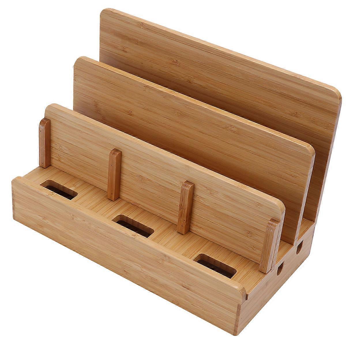 Charge Station Multifunctional Bamboo Charging Organizer for Holding Multiple Devices