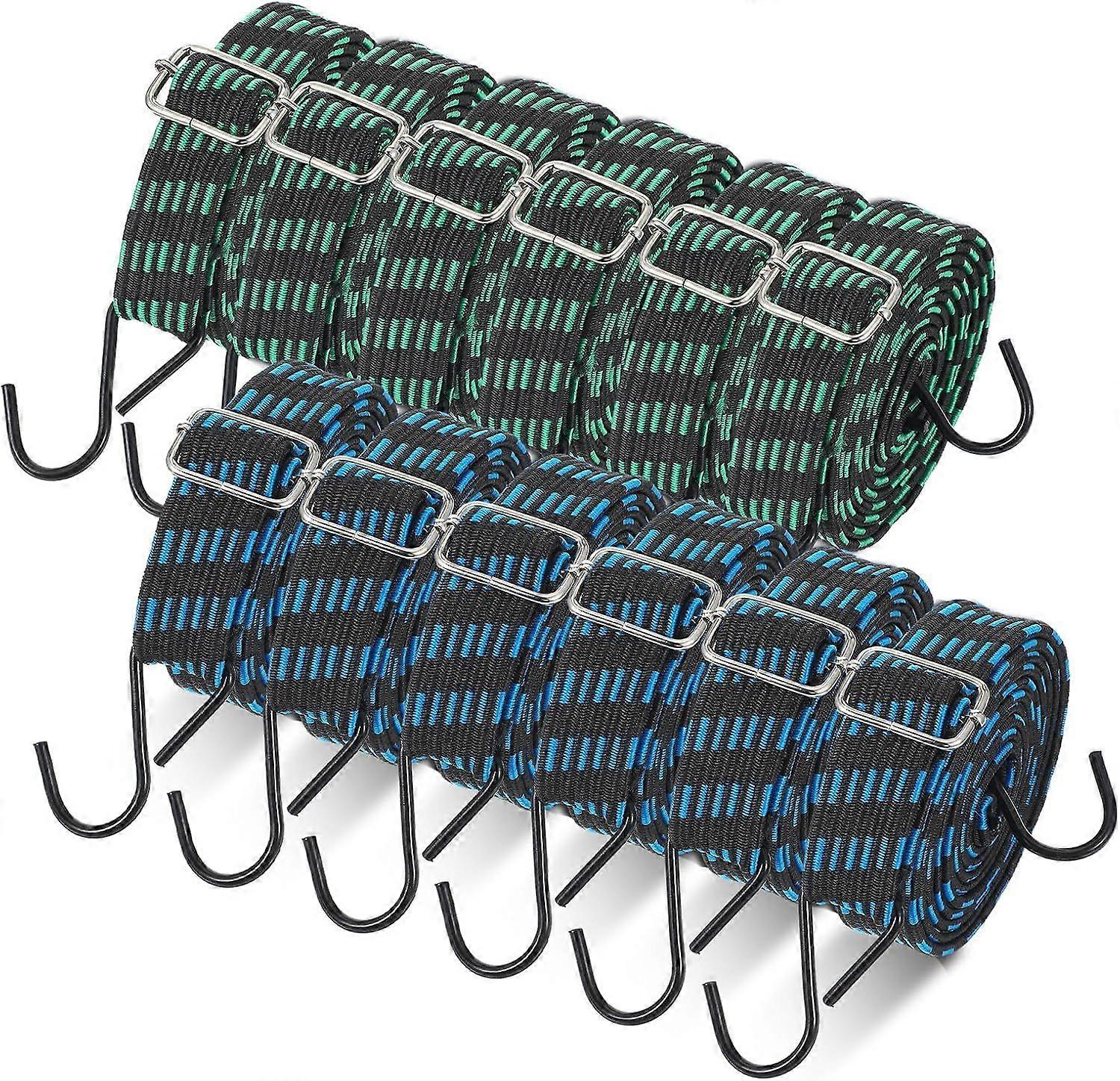 12 Pcs 80 Inch Adjustable Flat Bungee Cords with Hook Heavy Duty Elasticity Long