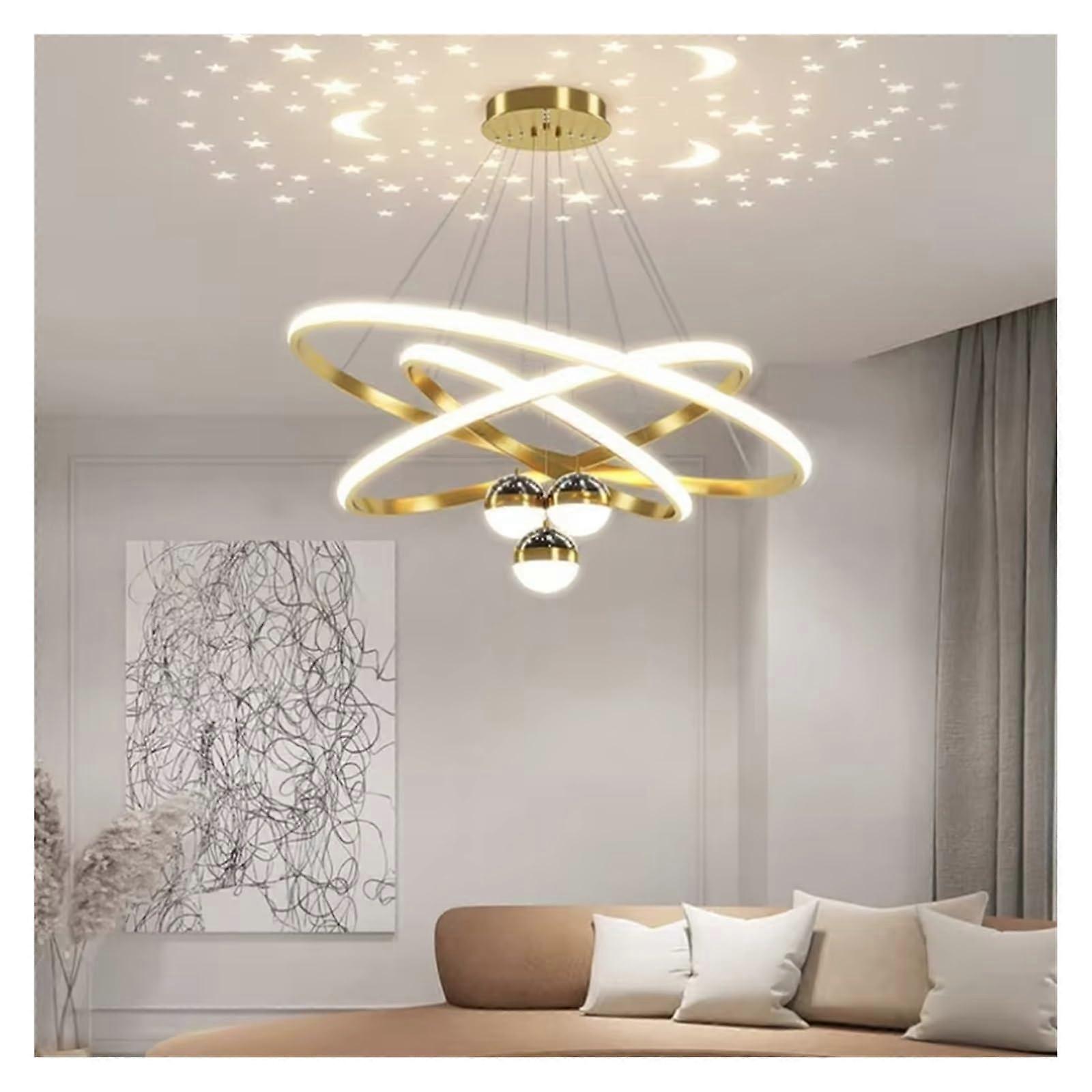 Nordic LED Crystal Chandelier with Dandelion Design and Remote Control, 30+40+60cm Warm White