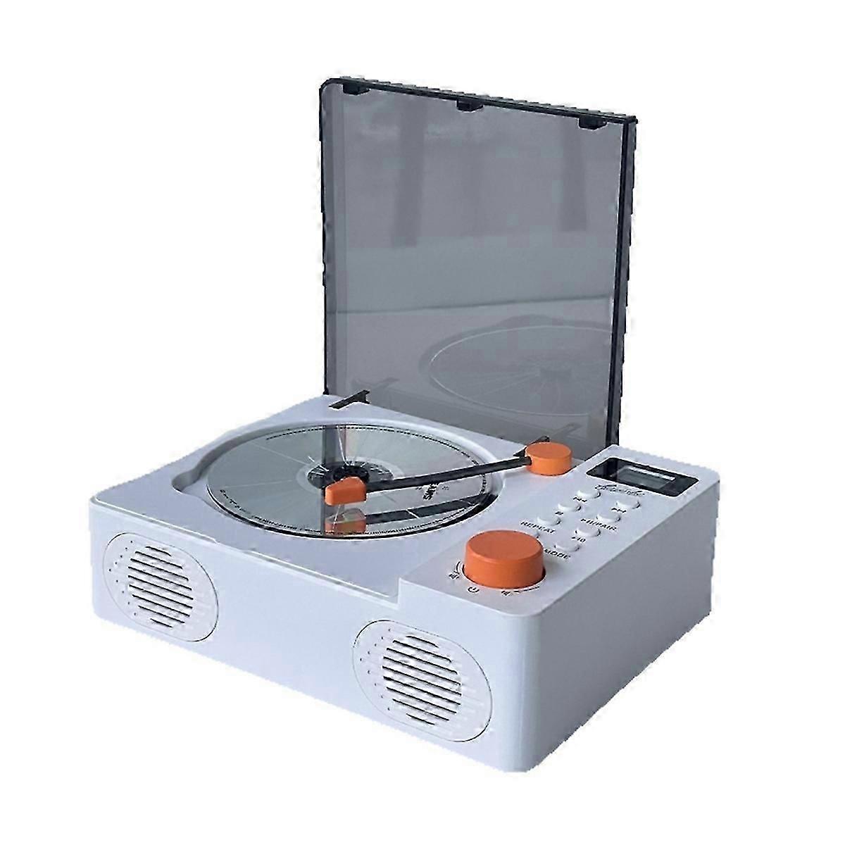 CD Player Retro Dual Speakers Bluetooth 5.3 Speakers White