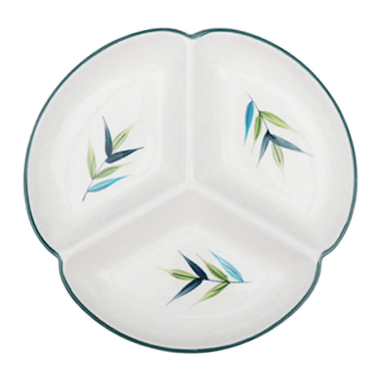 Portion Control Plate 3 Compartment Ceramic Dinner Plate 9 Inch Microwave Dishwasher Safe