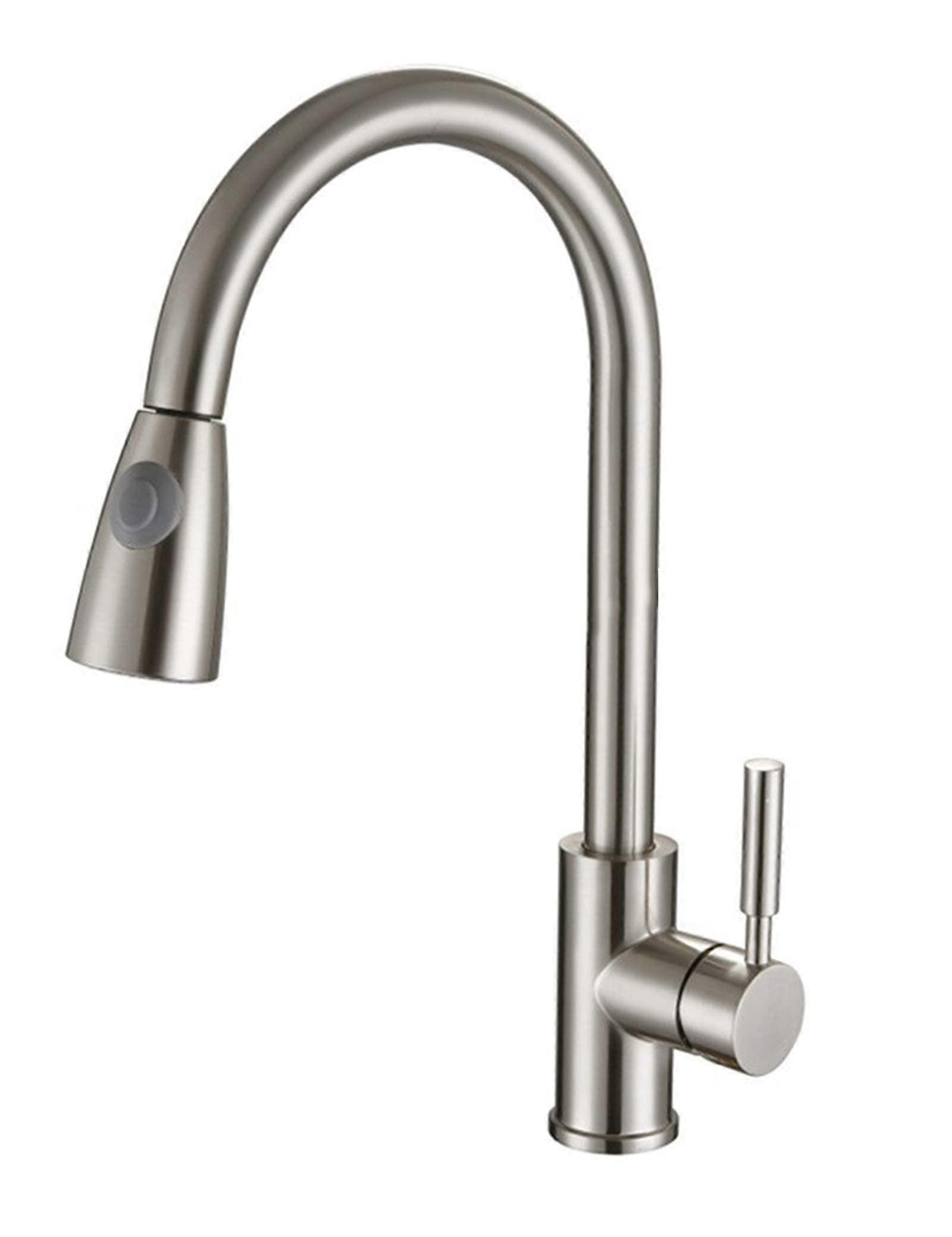 Stainless Steel Pull Down Kitchen Faucet  Arc Single Handle with 360° Rotation and Sprayer