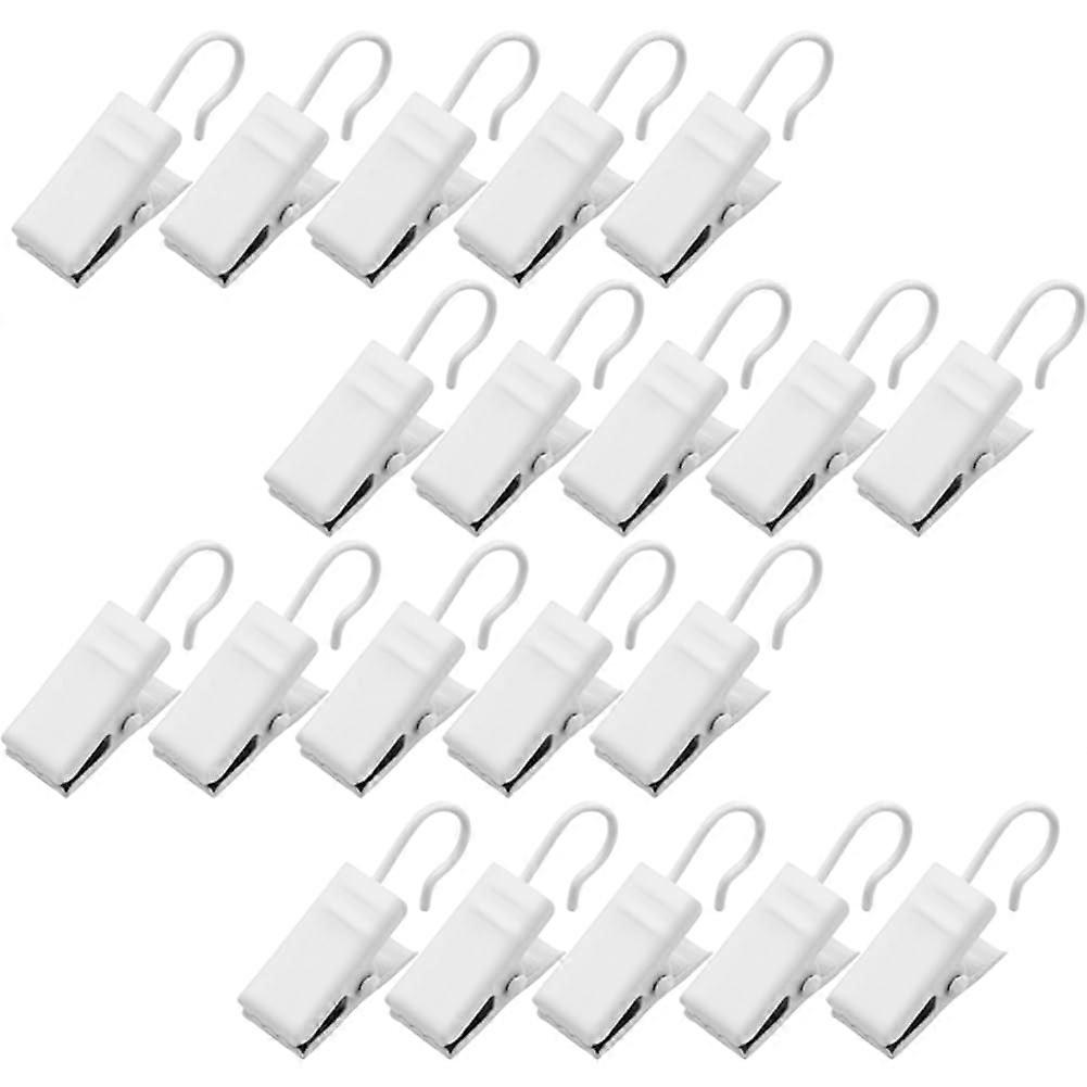 20 Pack Metal Curtain Clips with Hooks Strong Spring Grip MultiPurpose Hanging White