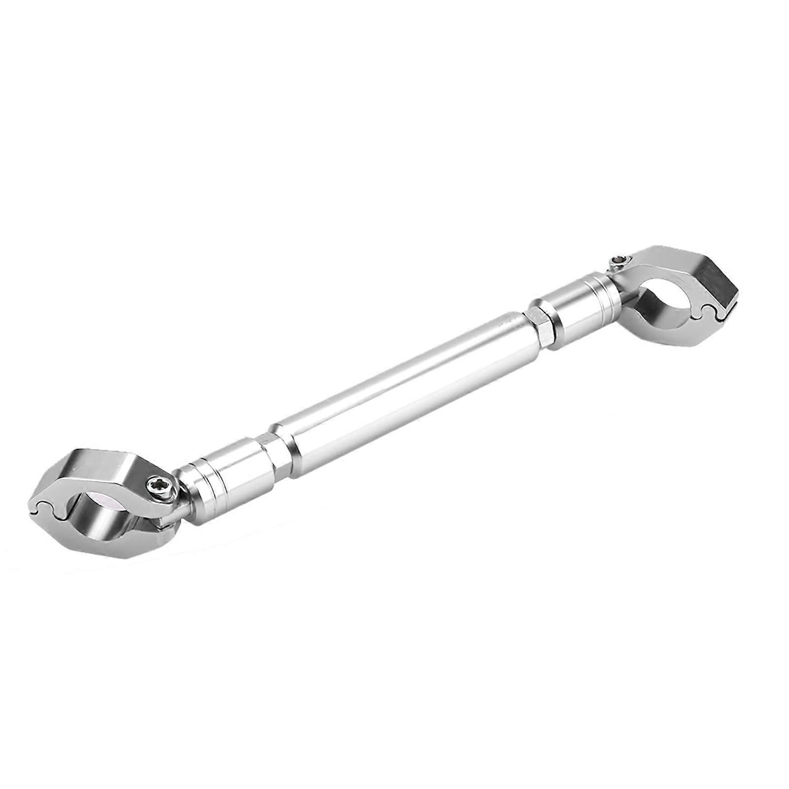Universal 22mm Motorcycle Handlebar Crossbar Brace, Adjustable Aluminum Stabilizer with Mount (Silver)
