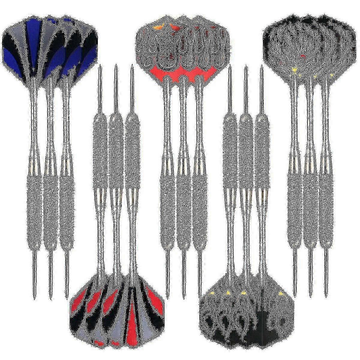 15pcs Professional Steel Tip Darts Set With Heavy Duty Metal Points For Dartboard Games And Practice