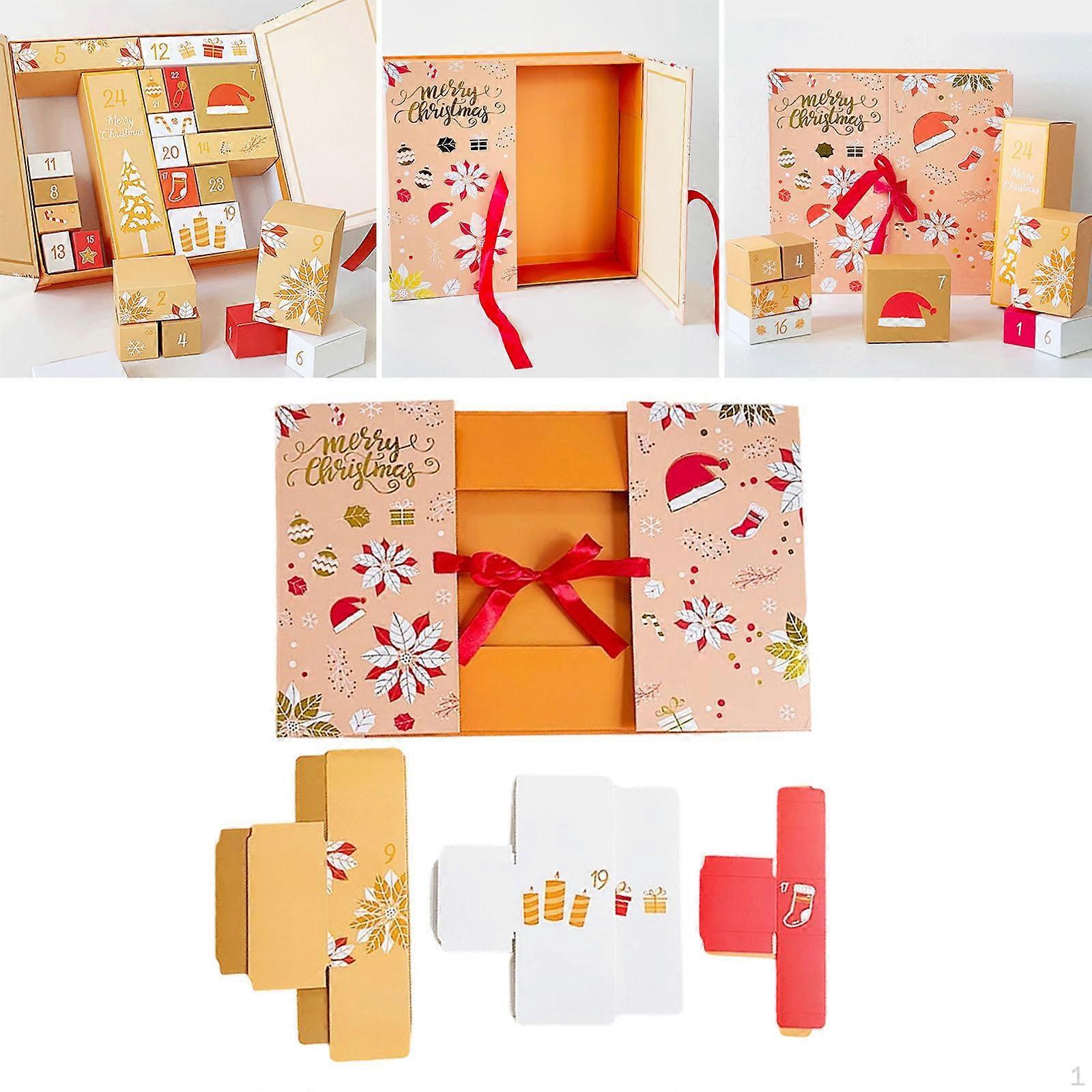 Advent Calendar Box, 24-Day Calendar, Refillable, Empty, Decorative Party Decorations, Paper