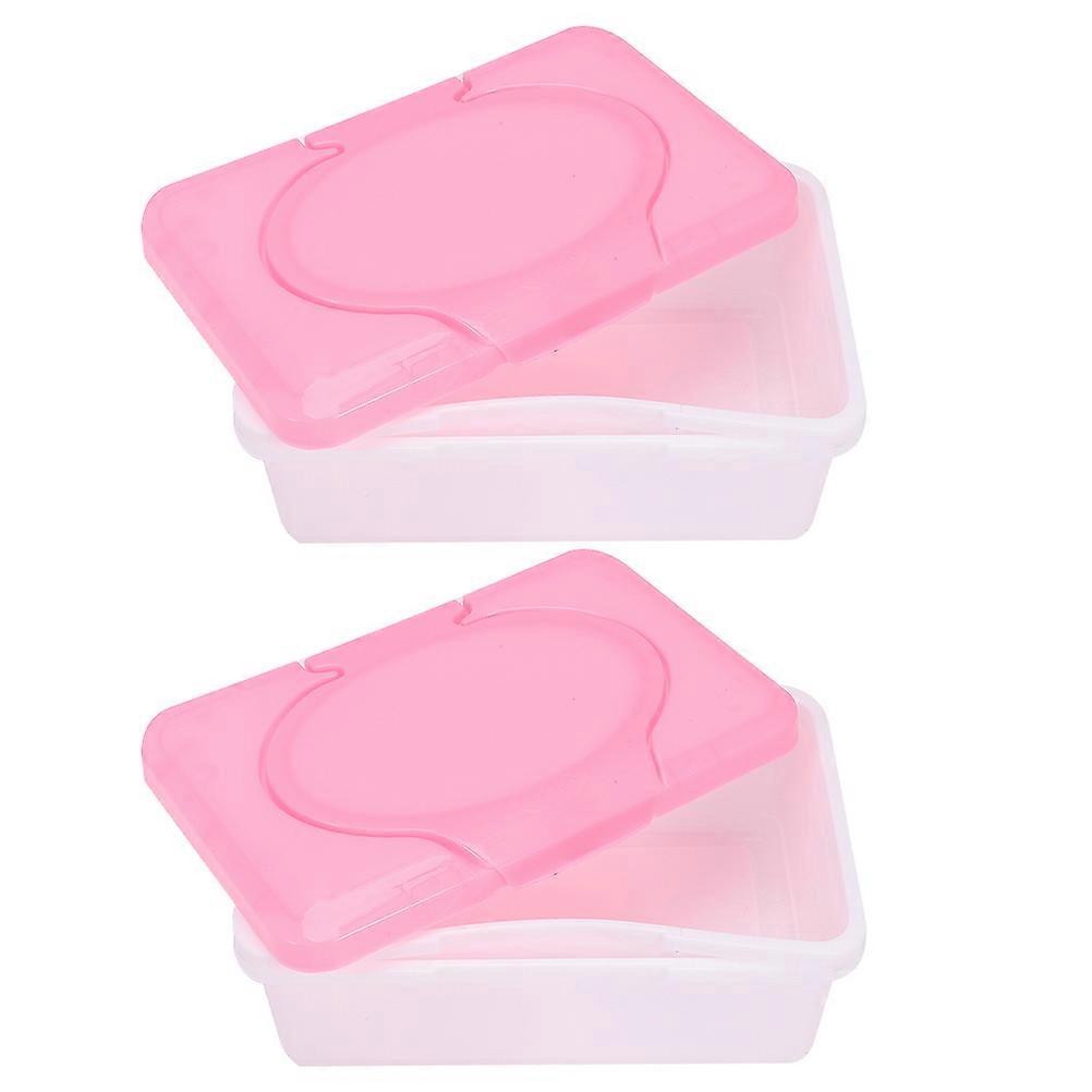 Eco-Friendly Wet Tissue Box for Storage 2Pcs Pink Plastic Organizer
