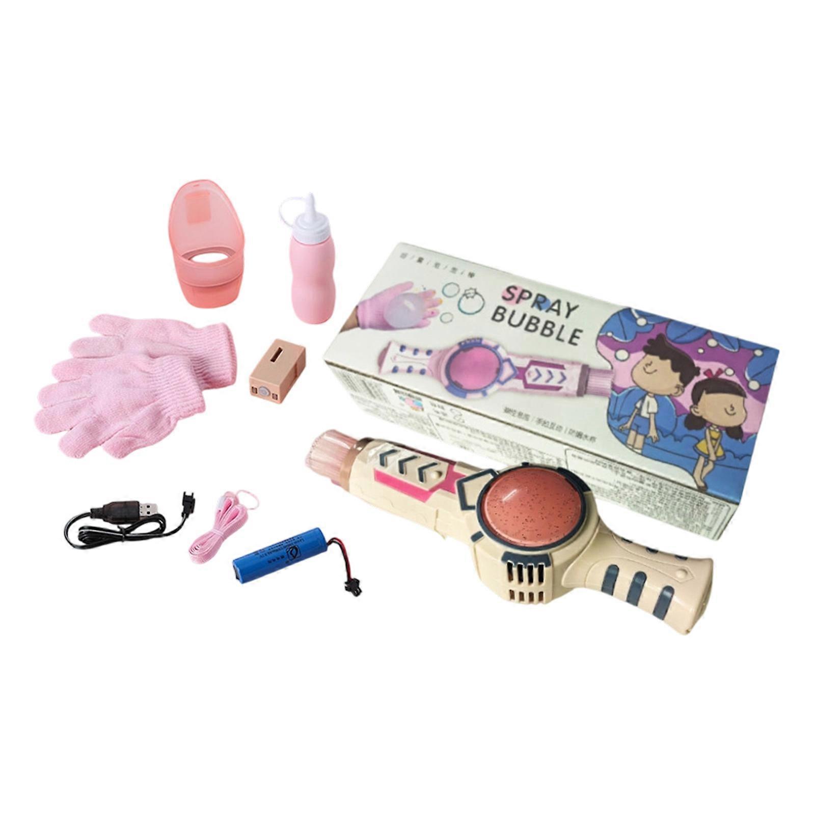 Simple Operations Bubble Machine Elastic Bubble Fog Wands For Children LED Lights And Practical Construction Ages 3+  Light Pink