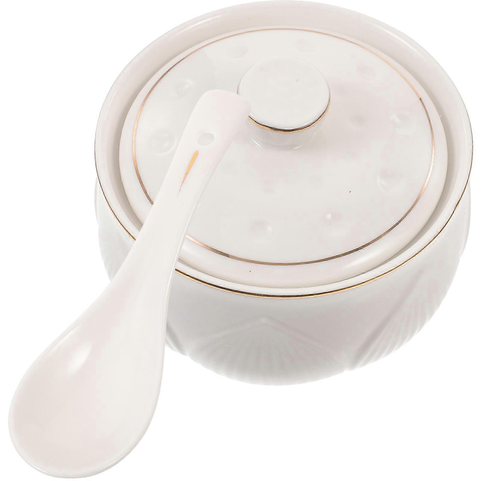 Small Stew Pot Ceramic Set for Kitchen Use 3Sets with Spoon and Lid