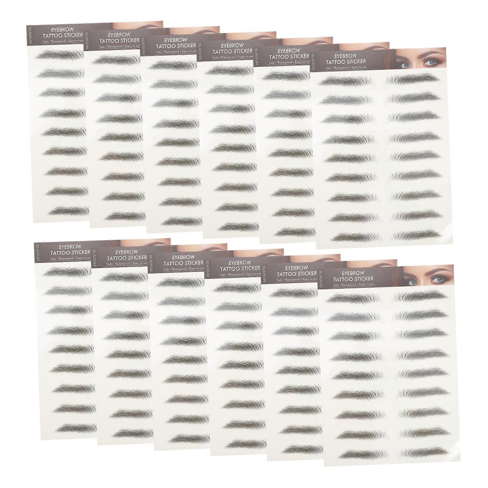 12pcs Waterproof Eyebrow Tattoo Stickers for Natural Looking Brows with Precise Shaping Templates