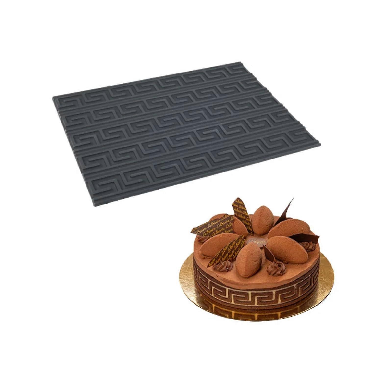 Silicone Cake Mold with Star Tile Heart Patterns, NonStick Mousse Roll Mat for Chocolate and Borders