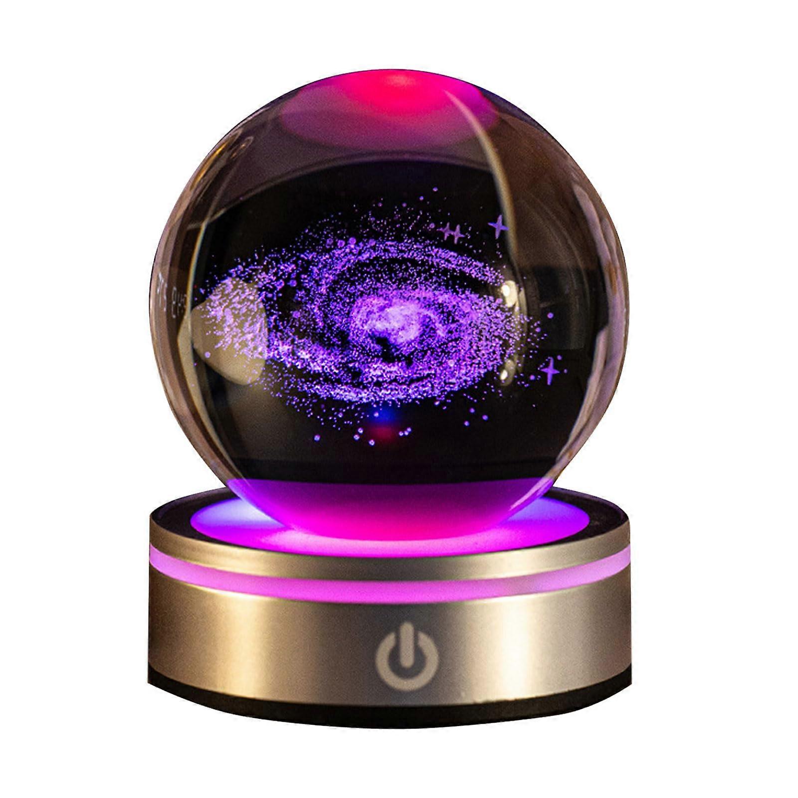 3D Crystal Ball Solar System Lamp 8cm K9 LED Touch Control ColorChanging USB Astronomy Gift