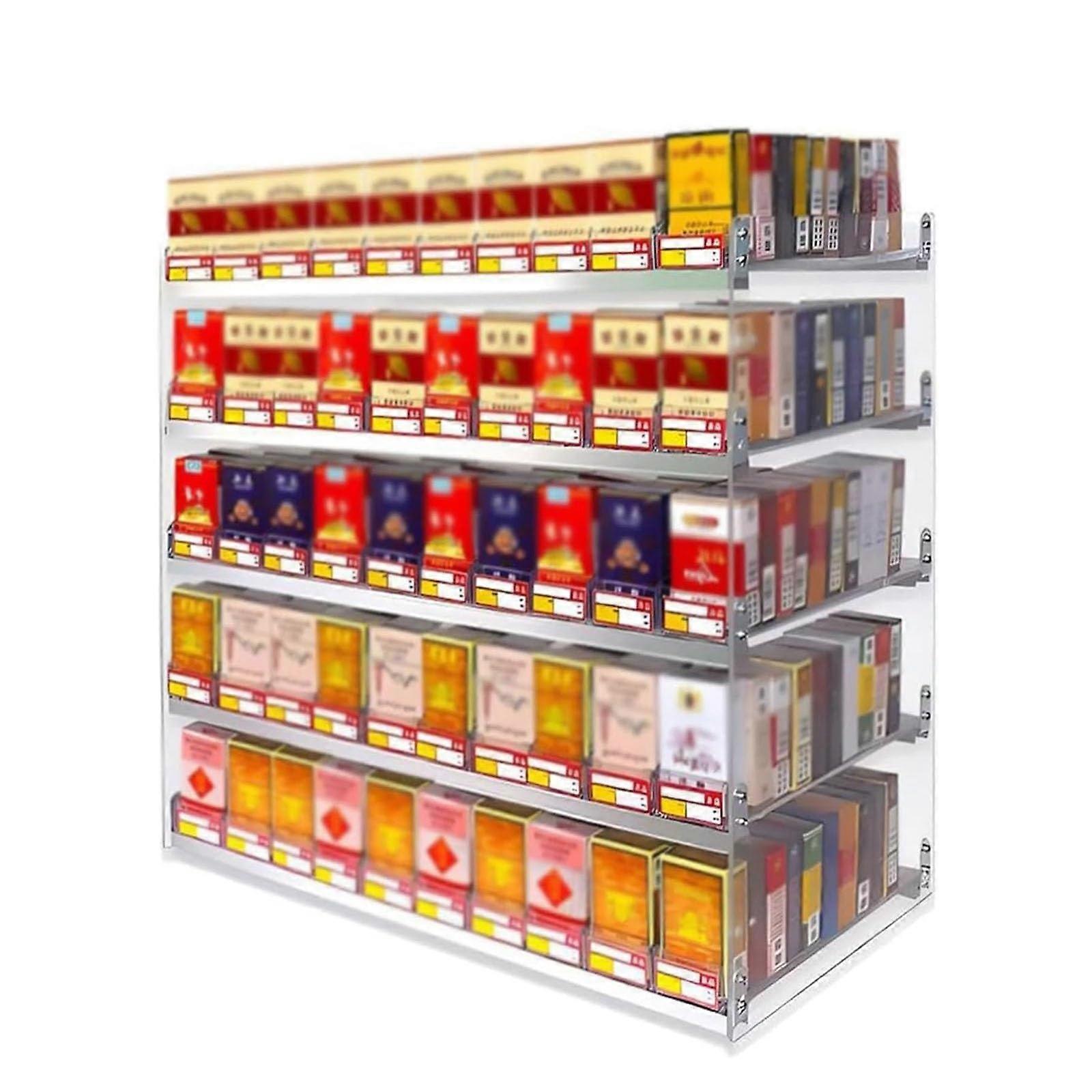 Cigarette Display Rack with Automatic Push System, Clear Acrylic Shelf for Retail or Wall Mount