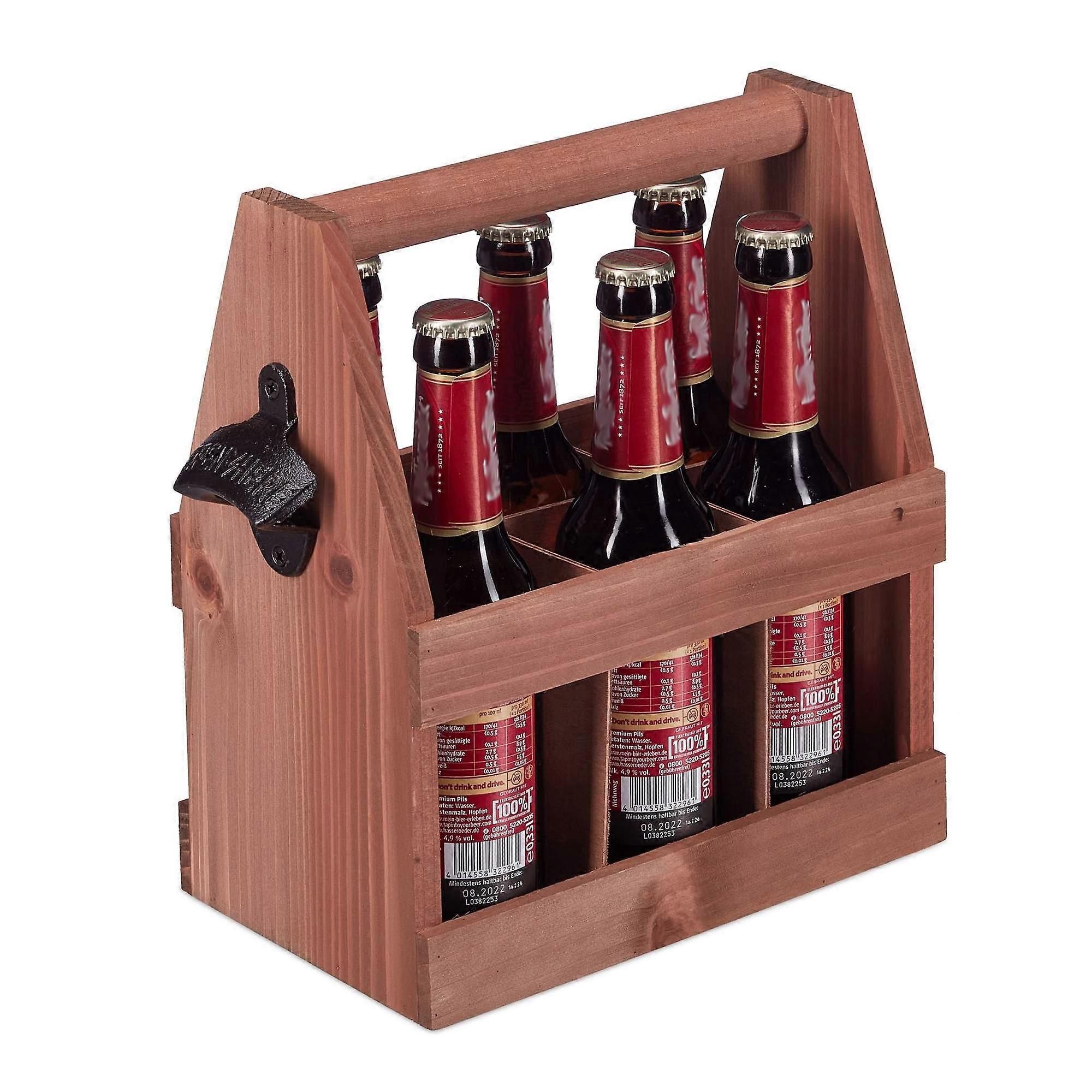 Bierhalter aus Holz mit Flaschenöffner