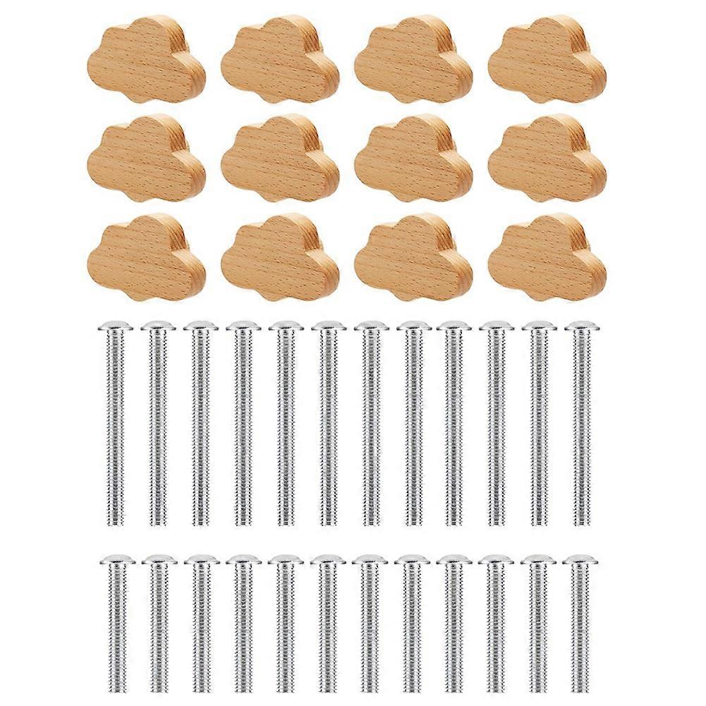 Beech Wood Drawer Knobs Cloud-Shaped Wooden Dresser Pulls