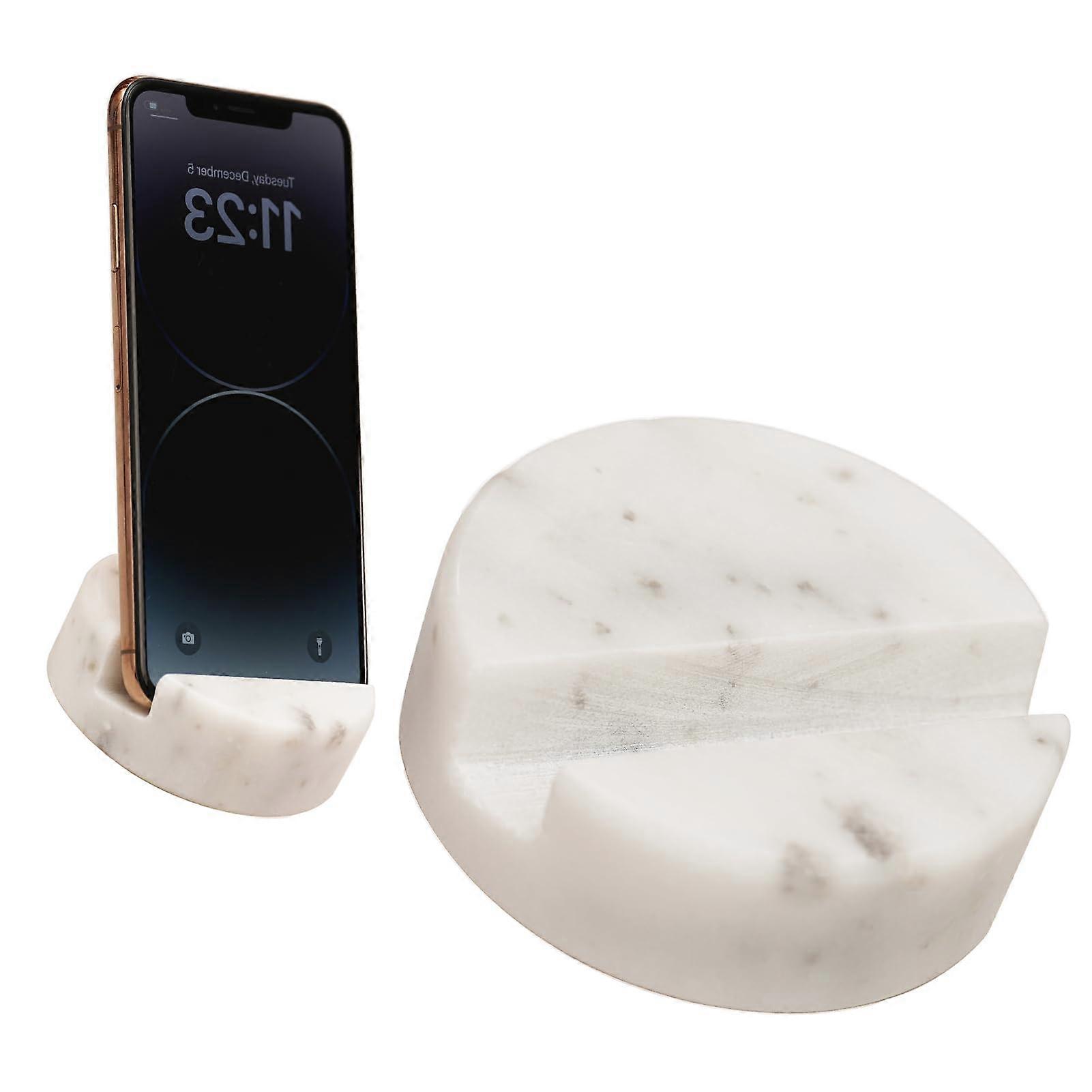 Marble Phone and Tablet Stand with Stable Base for Desk Kitchen Countertop Hands Viewing