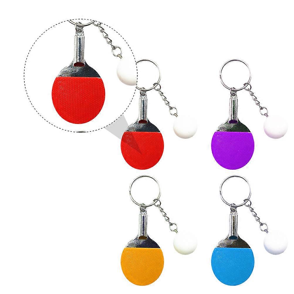 Table Tennis Bat Keychain for Hanging Decor 4Pcs Assorted Pendant