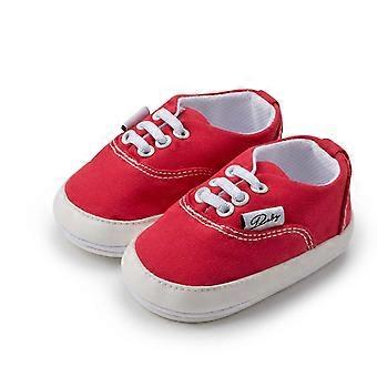 Babyskor, Babysneakers Klassiska Småbarnsskor Lärande Gå Mjuk Gummisula Inomhus Utomhusaktiviteter, Babyskor Flickor, Röda, 0-6 Månader