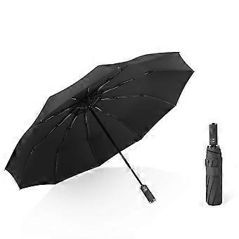 Volautomatisch opvouwbare paraplu, winddichte zon- en regenparaplu met 10 baleinen en zwart gecoat doek, met één druk op de knop te openen/sluiten, UV-bescherming, reisvriendelijk.
