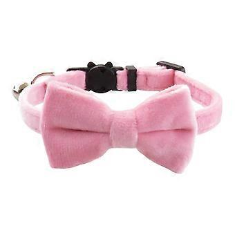 Adjustable Dog Bow Tie Collar with Removable Bell, Stylish Ribbon Cat Collar Pink for Wedding and Photoshoot