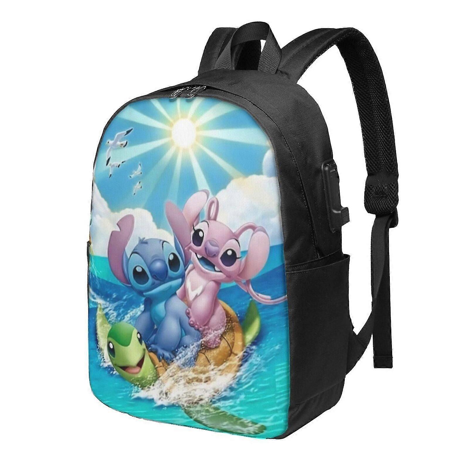 j7708 Lilo & Stitch Backpack With USB Charging Port, Travel Laptop Backpack, Water Resistant College School Computer Bag, Durable Daypack, Fit 16 Inch