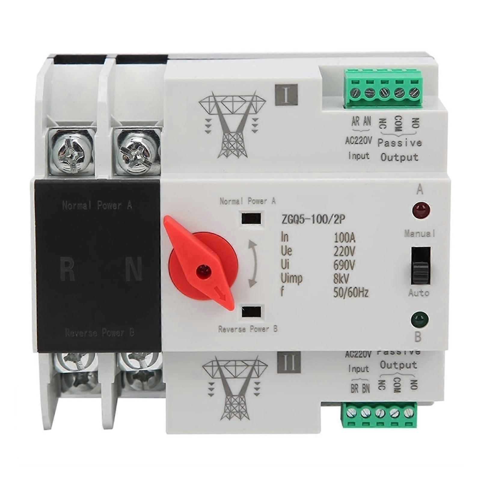 220V 2 Pole Automatic Transfer Switch Dual Power for Generator Reliable Backup