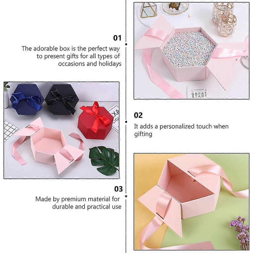 Present Box Hexagonal for Storage Use 1Pcs Pink Creative Packing Box