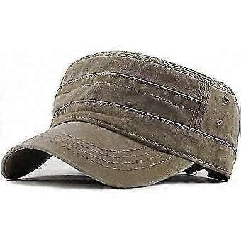 Casquette plate ajustable style vintage pour hommes et femmes, casquette de baseball d'inspiration militaire grise