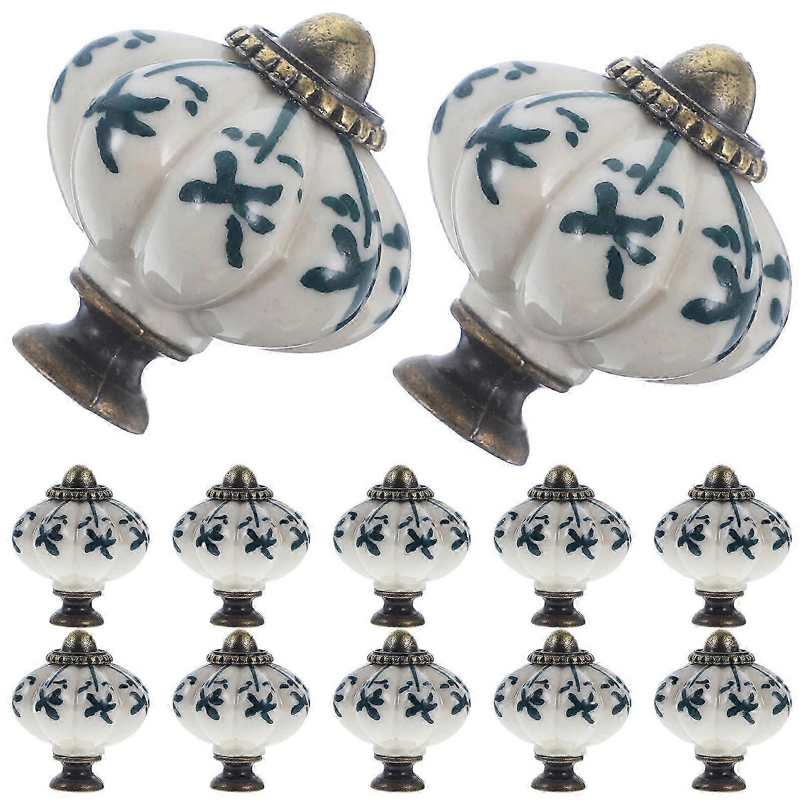 Vintage Knobs Ceramic Pumpkin Dresser Pulls for Home Use 12Pcs Set