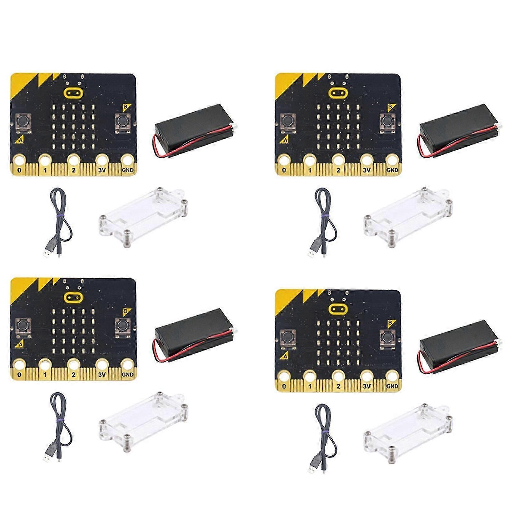 4X BBC Microbit Go Start Kit Micro:Bit BBC DIY Projects Programmable Learning Development Board with Protective Shell