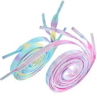 2 Pair Colorful Dyeing Shoelace Tie-Dye Gradient Shoe Straps Multi-purpose Cool Shoes Laces for Shoes Random Color