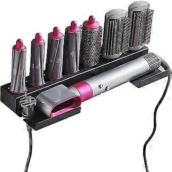 Wall Mounted Hair Dryer Holder, Curling Kit, 7 Curls Barrels and Hair Curler, Compatible for Dyson, Bathroom Organizer Black