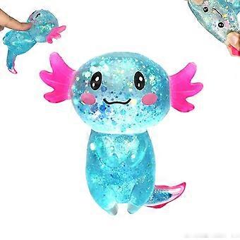 Axolotl Squishy Toy for Kids Ages 3+ & Adults, Slow Rising Sensory Fidget Toy, Cute Squeeze Party Favors, Classroom Rewards Gifts(Blue)