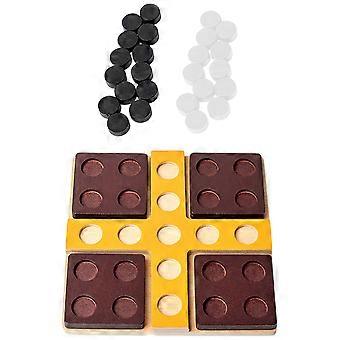 Wooden Rotatable Four-in-A-Row Chess Game for Entertainment 1Set
