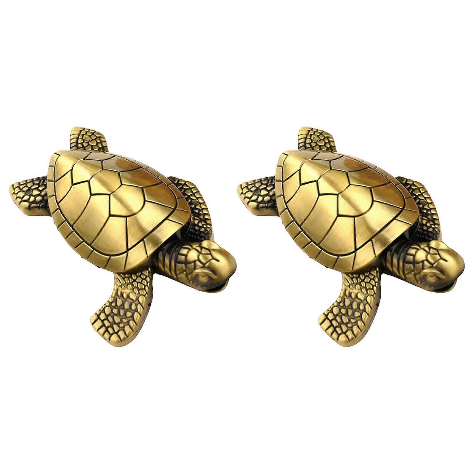 Creative Turtle Shape Refillable Butane Lighter, Adjustable Flame Brass Lighter Gift for Men, 2pcs