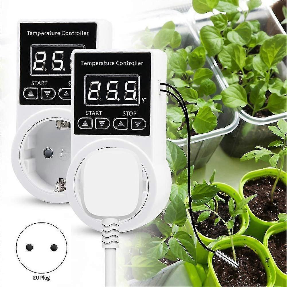 1Pcs Thermostat Socket with Sensor, Digital Temperature Controller Socket, Waterproof Temperature Switch EU Plug