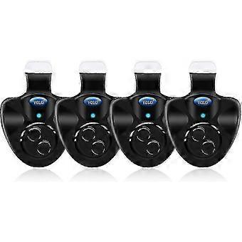 4pcs Black Electronic Led Lights Fishing Bite Sound Alarm Bells Clip On Fishing Rod (q)