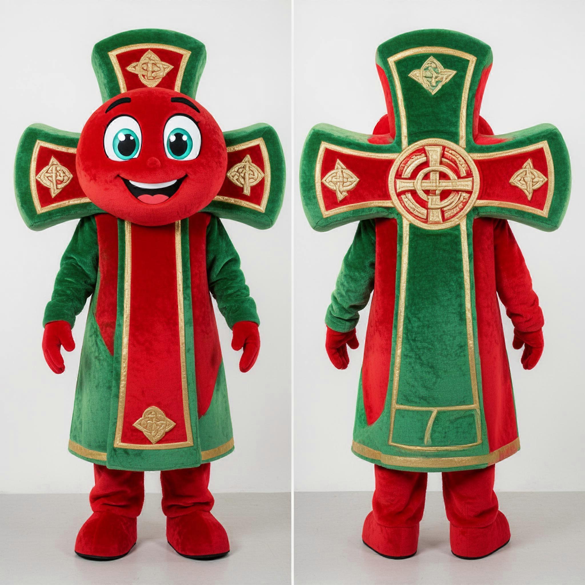 MASTICOT Emerald Green Broad Shouldered Celtic Cross Mascot