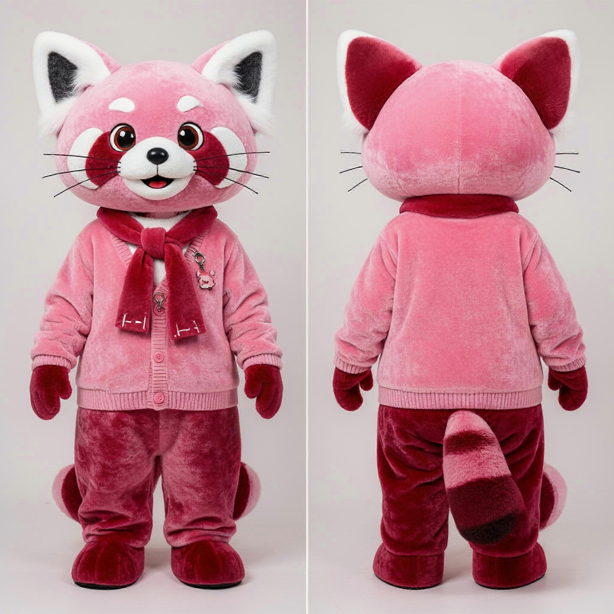 MASTICOT Rosy Pink Fluffy Red Panda Mascot
