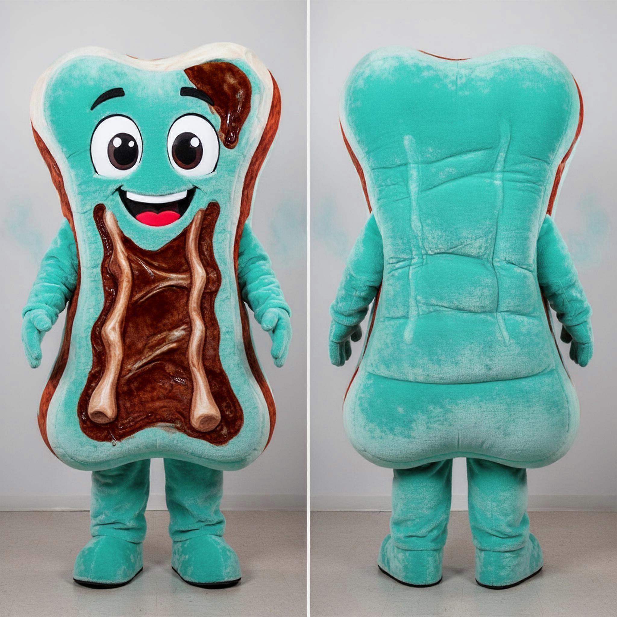 MASTICOT Turquoise Cartoon Bbq Ribs Mascot