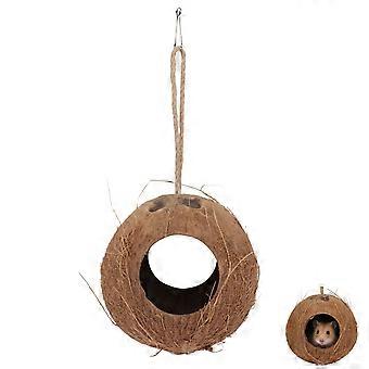 Natural Hiding House Coconut Shell Nest for Hamster Eating 1Pcs
