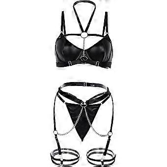 Lackleder Latex Dessous Damen Schritt Offener Wet Look XXL Leder Dessous