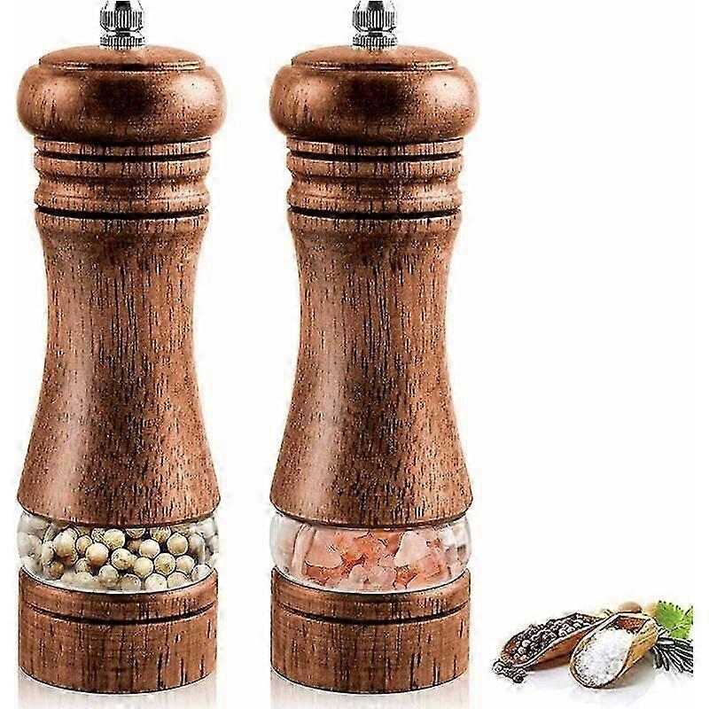 Refillable Oak Salt Pepper Grinder Set